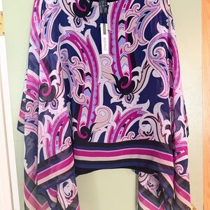 Chico's Purple and Pink Paisley Poncho top